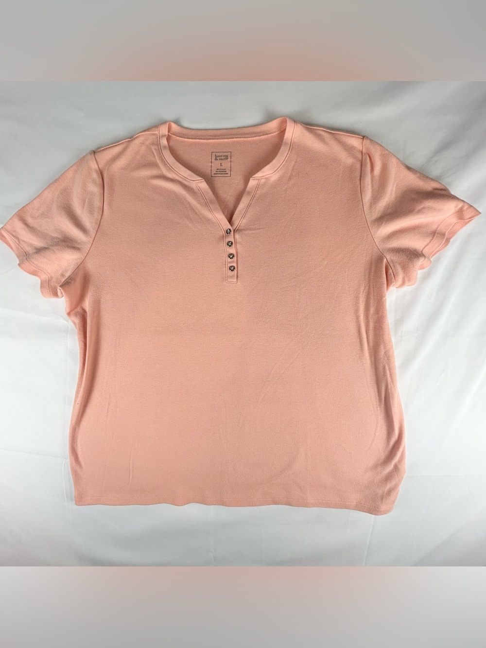Hasting And Smith Tshirt Women’s Size Large Peach Smart Casual Vacation Preppy